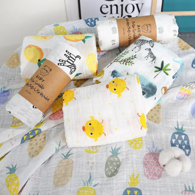 Baby Blanket Swaddle Bamboo Cotton Wrapped Towel Thin Design Double-layer Bath Towel  Baby Bath Towel Gauze Children Quilt
