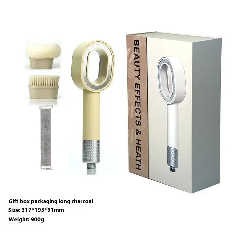 High end fragrance shower showerhead with carbon fiber filter element for filtering fragrance and skin care showerhead
