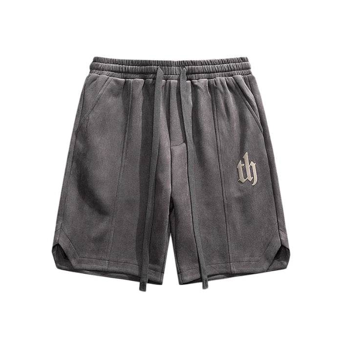 2025 Summer Suede Shorts Men's Trendy Brand Versatile High Street Printed Loose and Simple Five Quarter Pants - AIAZ