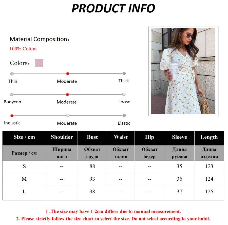 Bornladie Women Psrinted Lace Up Dress Summer Short Sleeve Fashion Office Lady Long Dress 100% Cotton Daily Casual V-neck Skirt - AIAZ