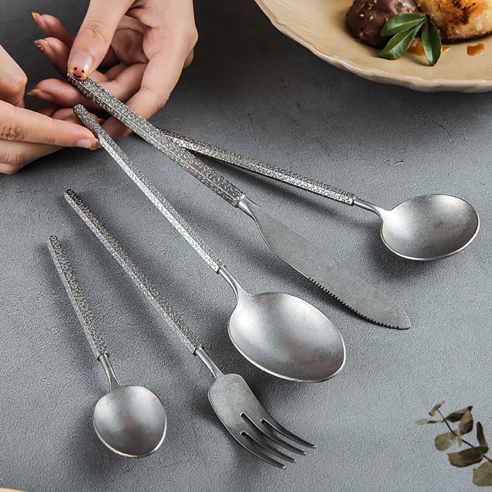 GH304 stainless steel snowflake sand Western food tableware diagonal tail knife fork spoon restaurant hotel home set