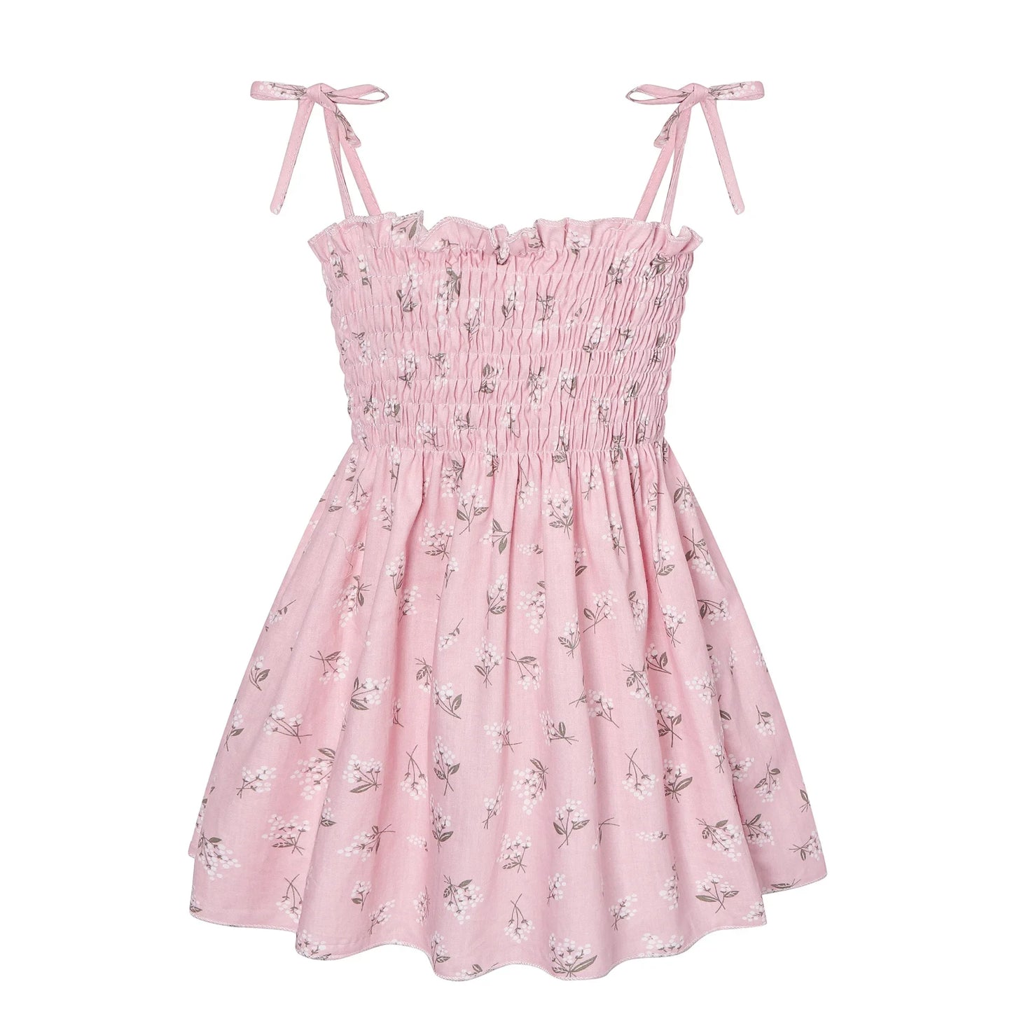 ‌2025 Summer Girls Princess Beach Dress Strapless Floral Print Sleeveless Party Wear Toddler Solid Color Casual Fashion 1-6Y