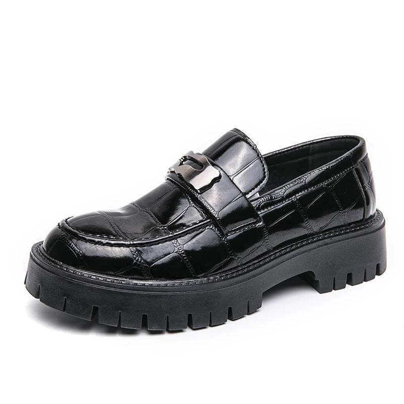 Platform New Men's Dress Leather Shoes High Classic Comfortable Pointed Toe Lace-up Business Shoes Fashion Casual Wedding Party - AIAZ