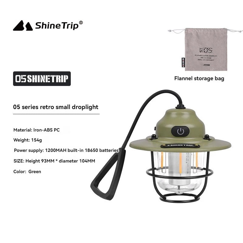 Shine Trip Outdoor Retro Smalldroplight, Campsite Lamp, Atmosphere Lamp, USB Charging Tent Light, LED Camping Hangling Lamp