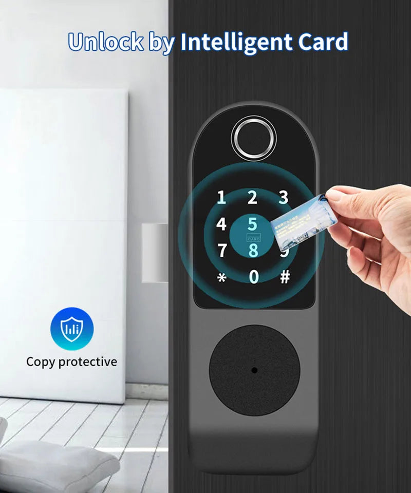 Security Home Gate Door Keys Entry RFID Card Code Password Tuya Wifi TTlock Smart Door Lock Digital Double Side Fingerprint Lock