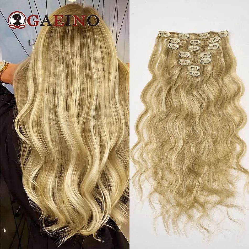 12A Natural Wave Clip In Human Hair Extensions 100% Remy Human Hair Clip In 120G 7Pcs/Set Full Head For Women 14-24Inch - AIAZ