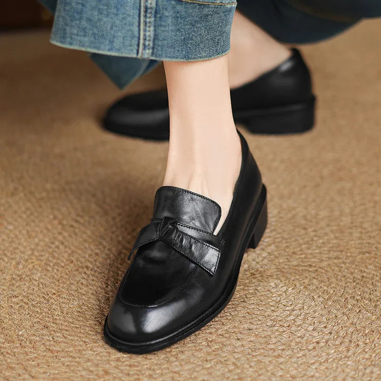 Dress Shoes Women Loafers Cow Leather Sheepskin Rubber Formal Business Suit Ladies 2025 Spring Autumn Handmade