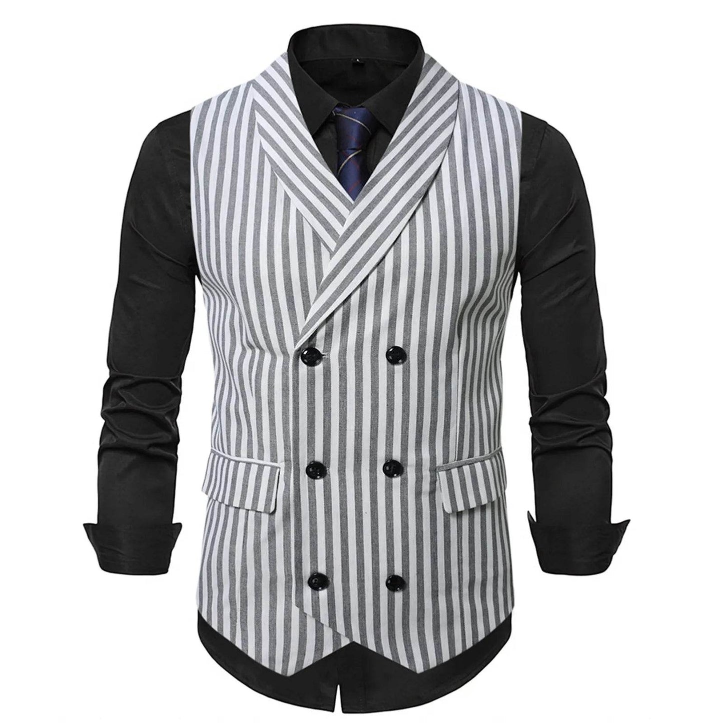 2025 Men's Spring Casual Single Button Suit Vest V Neck New Style British Men's Suit Vest Waistcoat Formal Business Suit Vest - AIAZ