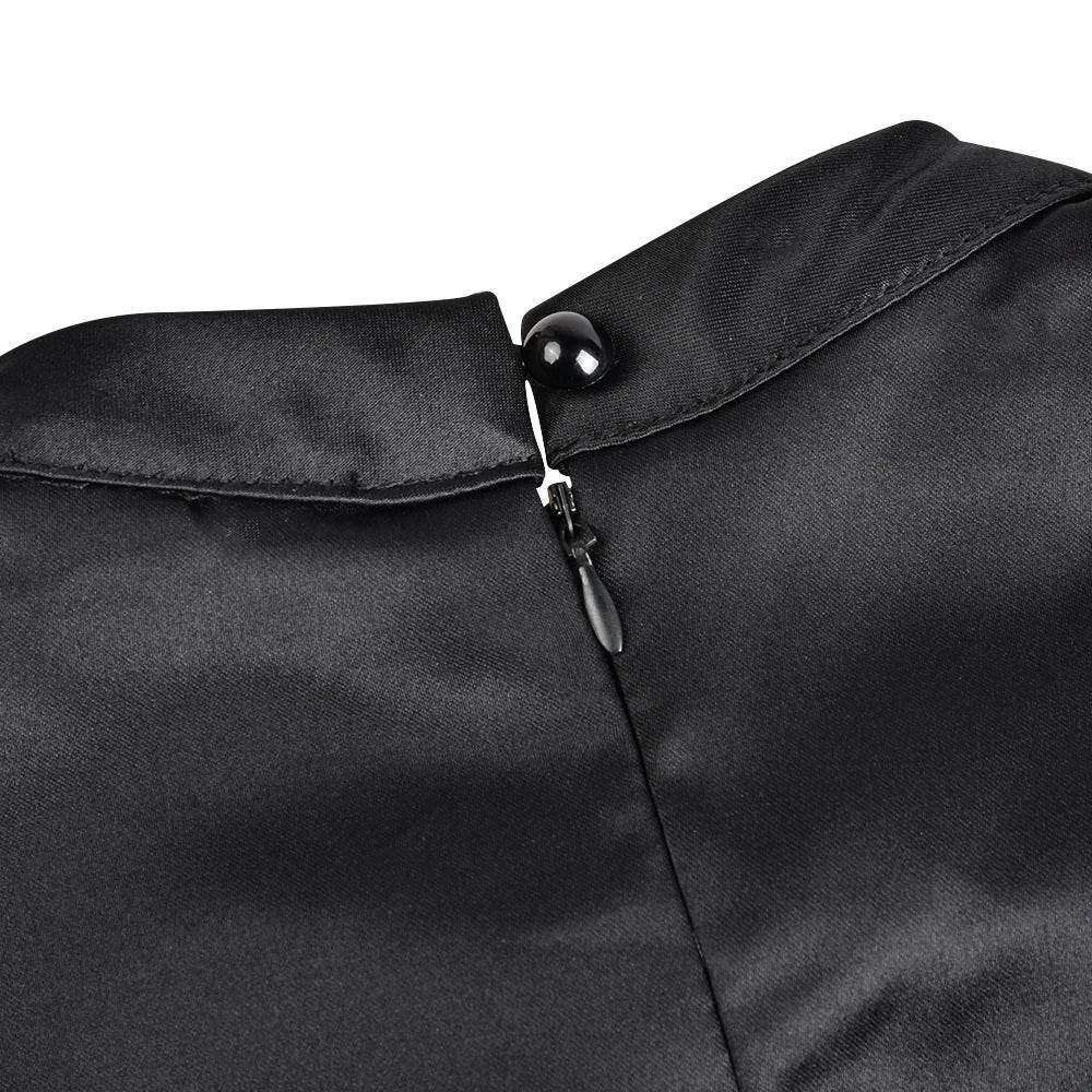 2022 Women Elegant Black Dress Half High Collar High Waist A-Line Dresses Slim Fit Midi Dress Office Lady Female Solid Vestidos - AIAZ