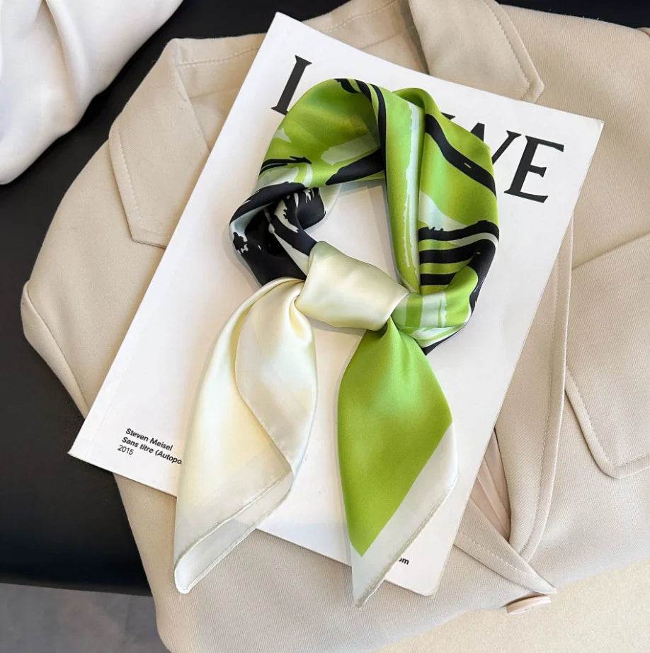 Women Fashion Versatile New Silk Scarves 70x70cm Square Scarf Korean Version Neck Protection Spring and Autumn Vintage Scarf - AIAZ