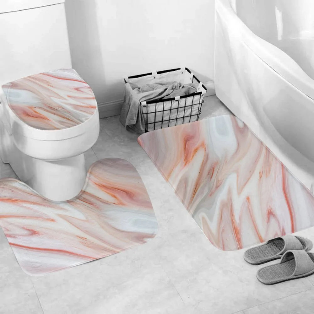 Pink Crack Shower Curtains Fashion Bathroom Curtain Bath Sets Toilet Cover Mat Non-Slip Washroom Rug Set Modern 180x180cm Hot