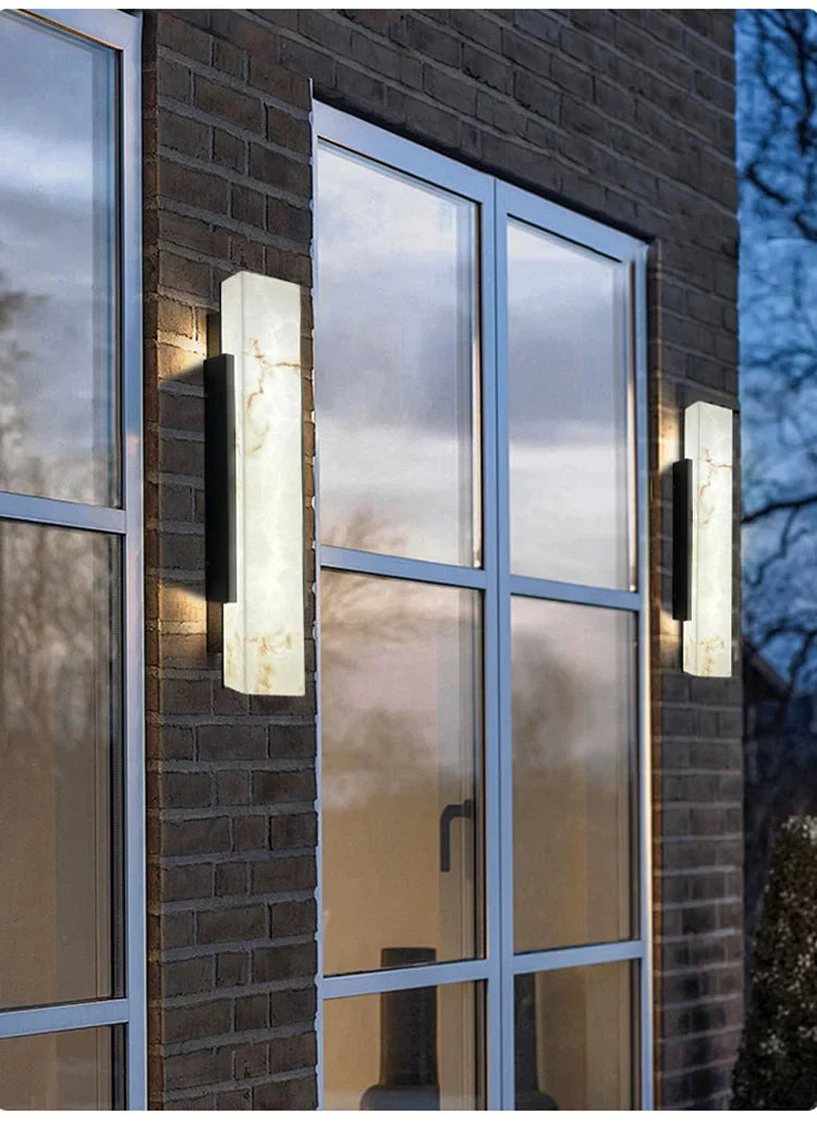 Modern Minimalist Outdoor Waterproof IP65 Lmitated Marble LED Wall Light AC85~265V Stainless Steel Porch Lamp For Street Adorn