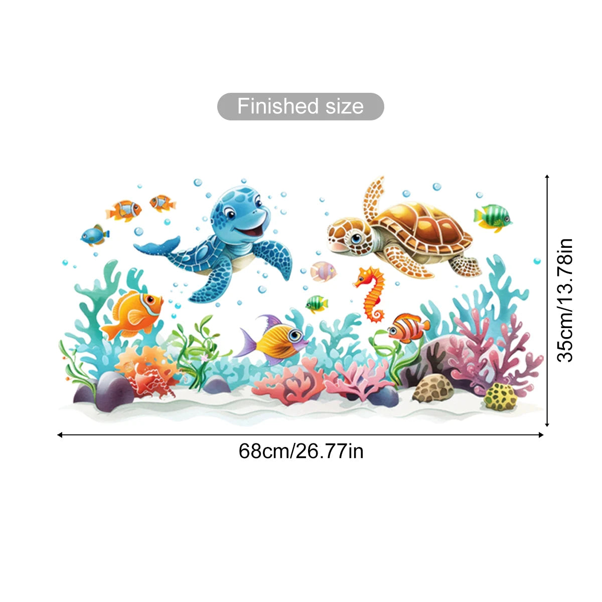 Watercolor Cartoon Ocean Fish Animal Wall Sticker Living Room Bedroom Sea Life Beach Landscape Wall Decal Home Decor