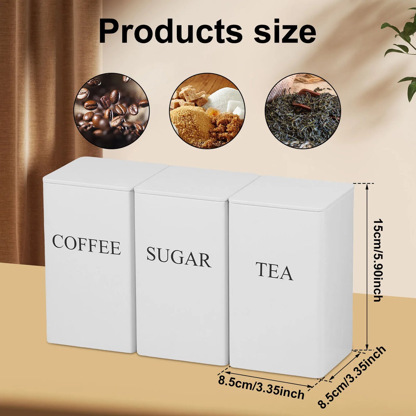 Coffee Bean Storage Jar Metal Coffee Tea Sugar Container Simple Style Sealed Storage with Bamboo Lid Tea Can Kitchen Supplies