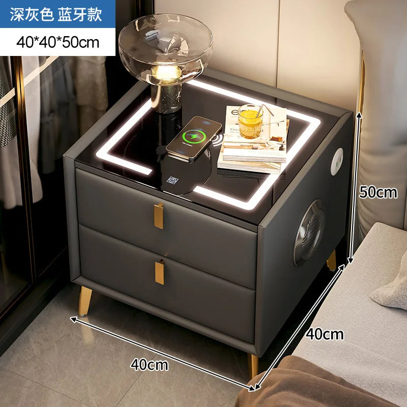Intelligent Bedside Table Wireless Charge Three Color Night Light Bluetooth audio USB Interface Nightstands Bedroom Furniture