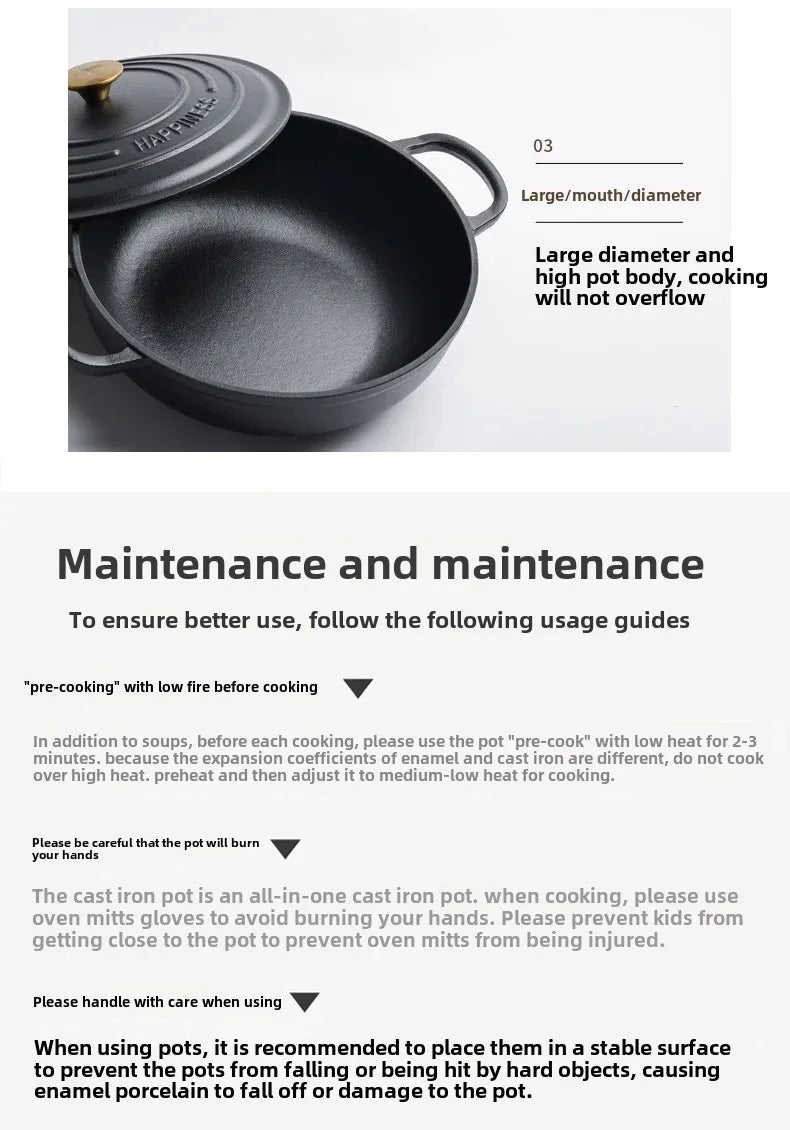 Rushed 30cm Kitchen for Queen's Pot Enamel Cast Iron Multi Functional Non Stick Stewed Pork and Chicken Soup Household Cookware
