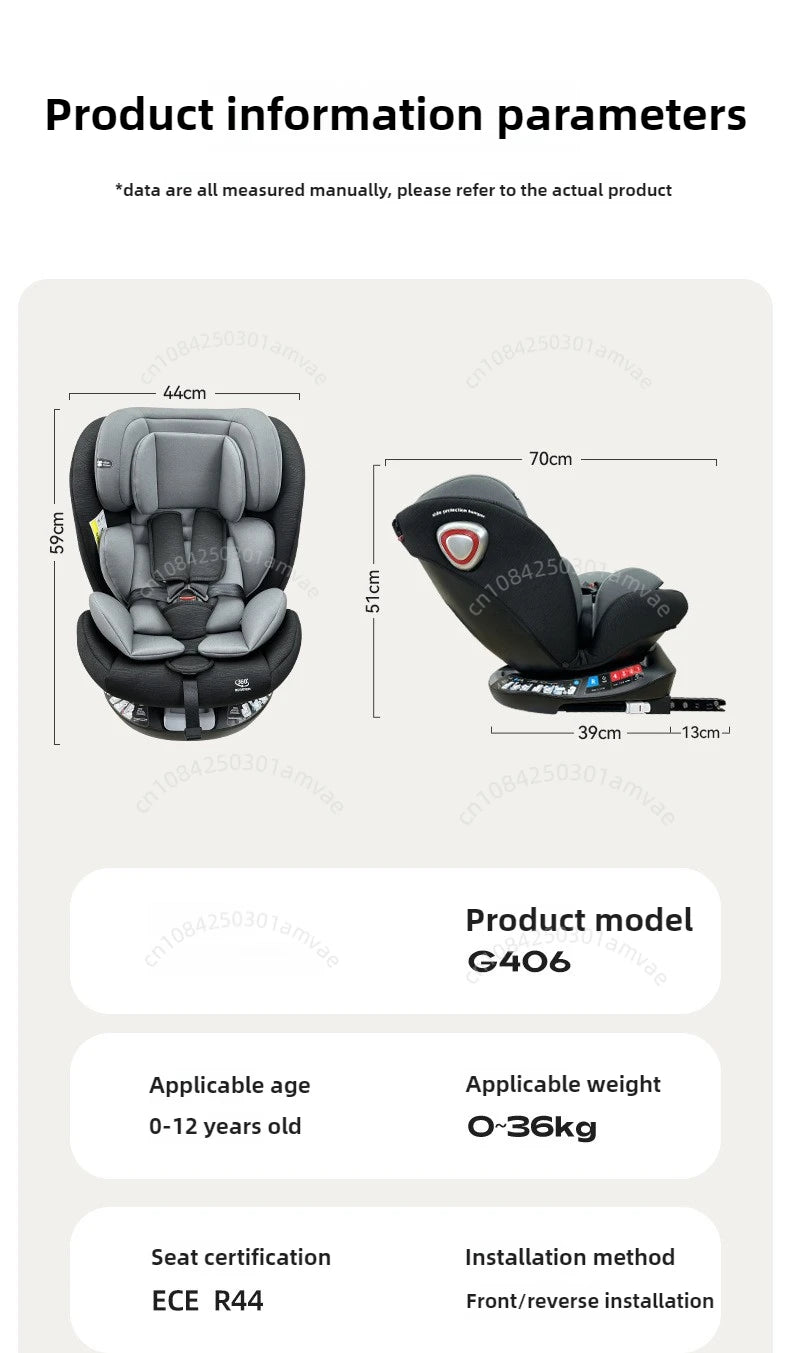 Car safety seat, 0-12-year-old growth type safety seat, ISOFIX hard interface+LATCH stability is good, preventing rollover