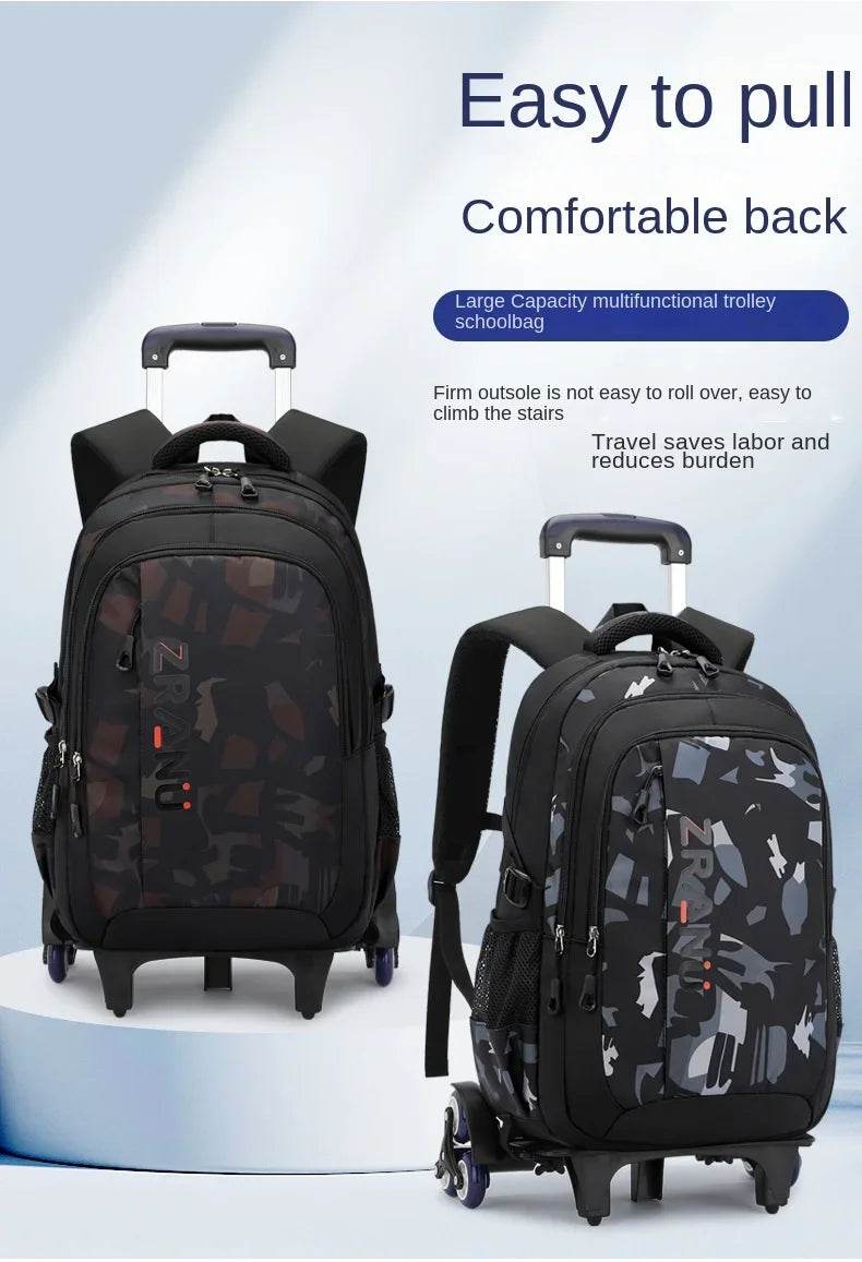 School Rolling backpack bag School Bags with wheels Student wheeled Backpacks for boys Children School Trolley Bag Waterproof - AIAZ