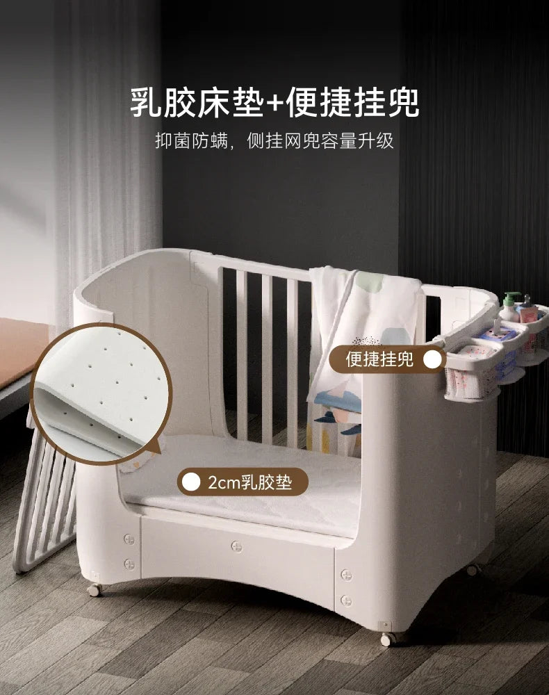 zz  Movable Crib Bed Diaper-Changing Table Lifting Multifunctional Children's Bed Cradle Newborn