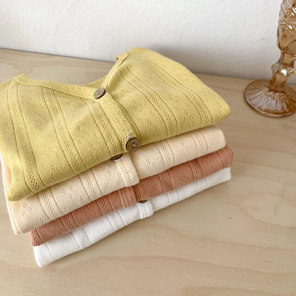 Kids Clothes Toddler Summer Jacket Infant Korean Casual Tops Boys Girls Lightweight Long Sleeve Outerwear Solid Color Cardigan