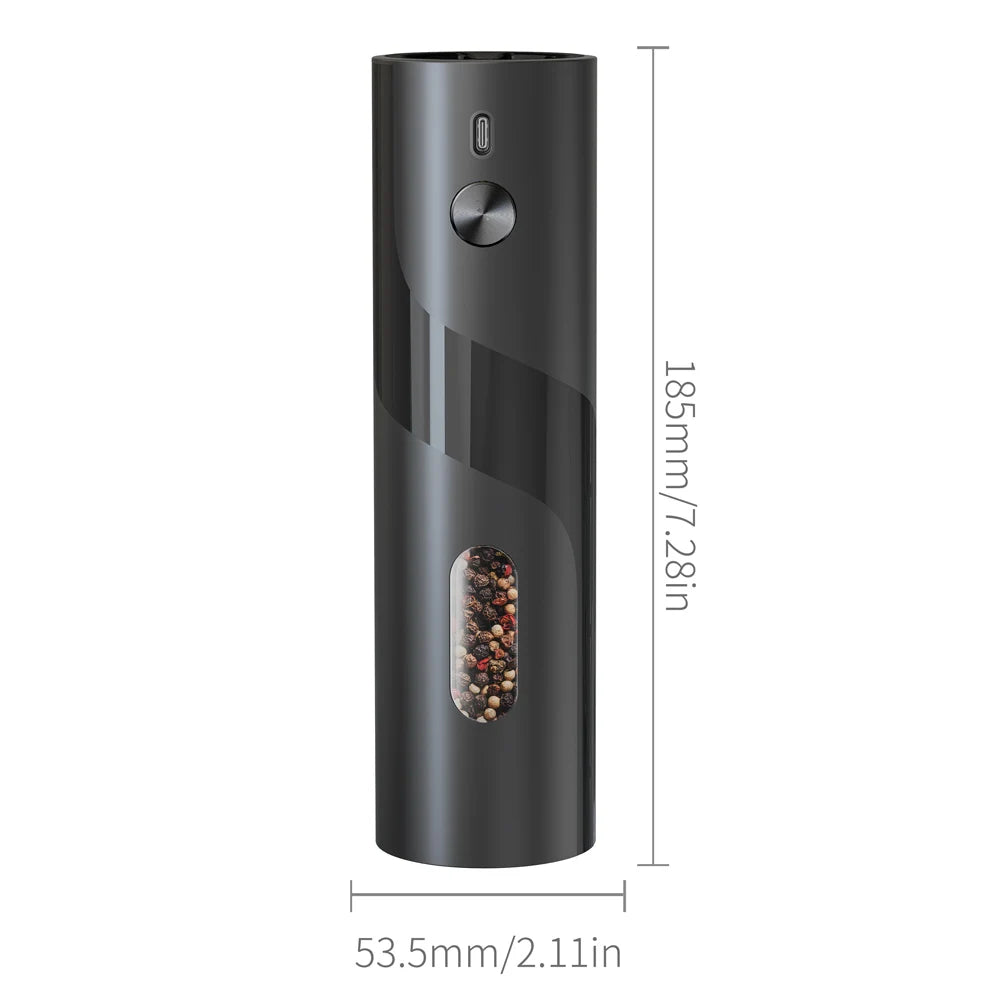 110ml Rechargeable Electric Salt and Pepper Grinder Shakers USB Automatic Djustable Coarseness Spice Mills for Kitchen Gadgets