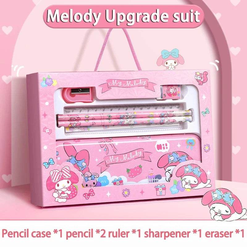 Sanrio Kuromi Melody Cinnamoroll Stationery Gift Box Girls Primary School 12-Piece School Supplies for Children Kawaii New Hot - AIAZ
