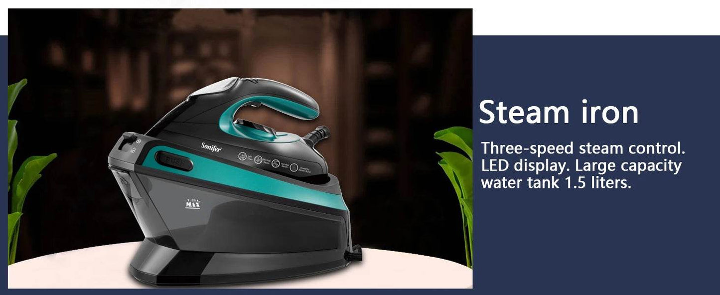 Sonifer Split Steam Iron with LCD Display 2400W Fast heating1.5L Large Individual Water Tank 3 Steam Adjustment - AIAZ