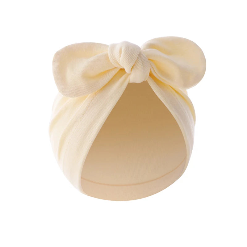 Pudcoco Baby Girls Turban Hat, Soft Elastic Cute Knotted Bow Hat Nursery Beanie Cap for Infant