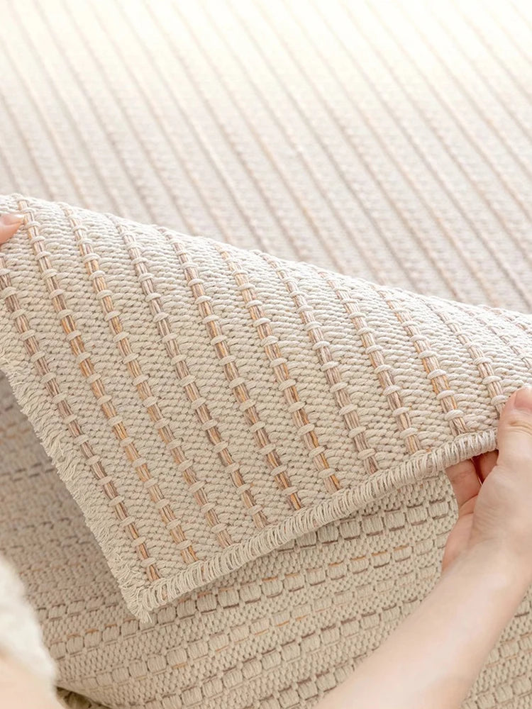100% Cotton Carpet Living Room No Glue Health Kid Room Carpet Crawling Play Mat Minimalism Modern Bedroom Cloakroom Rugs Carpet