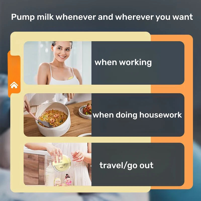 Electric Breastmilk Pump Handsfree BPA Free With Milk Storage Bag 3 Mode&9 Level Powerful Suction Low Noise Wearable Breast Pump