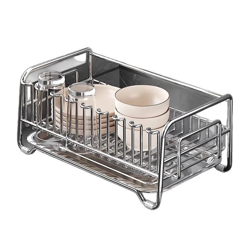 Dish Drain Rack Holder 304 Stainless Steel Bowl Drainer Tableware Cup Drying Rack Kitchen Accessories Storage Organizer Shelf