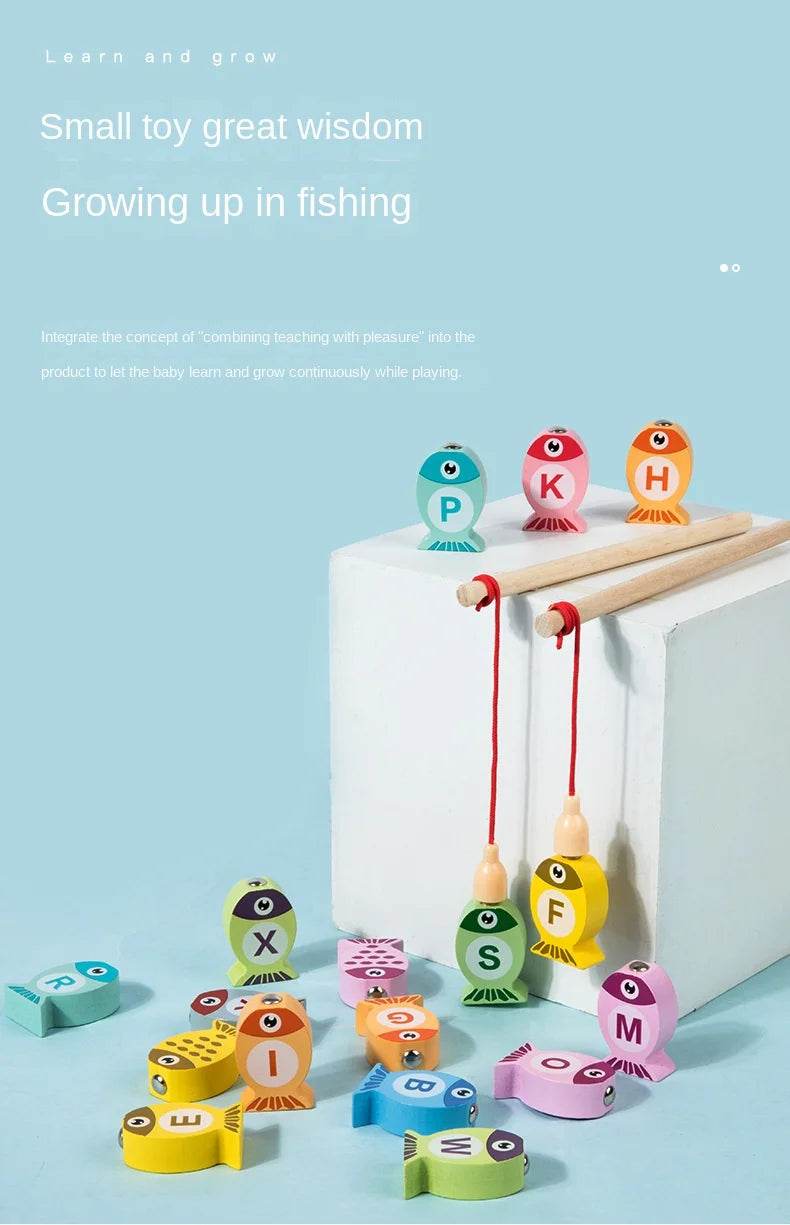 Kids Wooden Fishing Game Toys Gifts Early Education Alphabet Numeric Cognitive Toys Children Interactive Games Toys for Gifts - AIAZ
