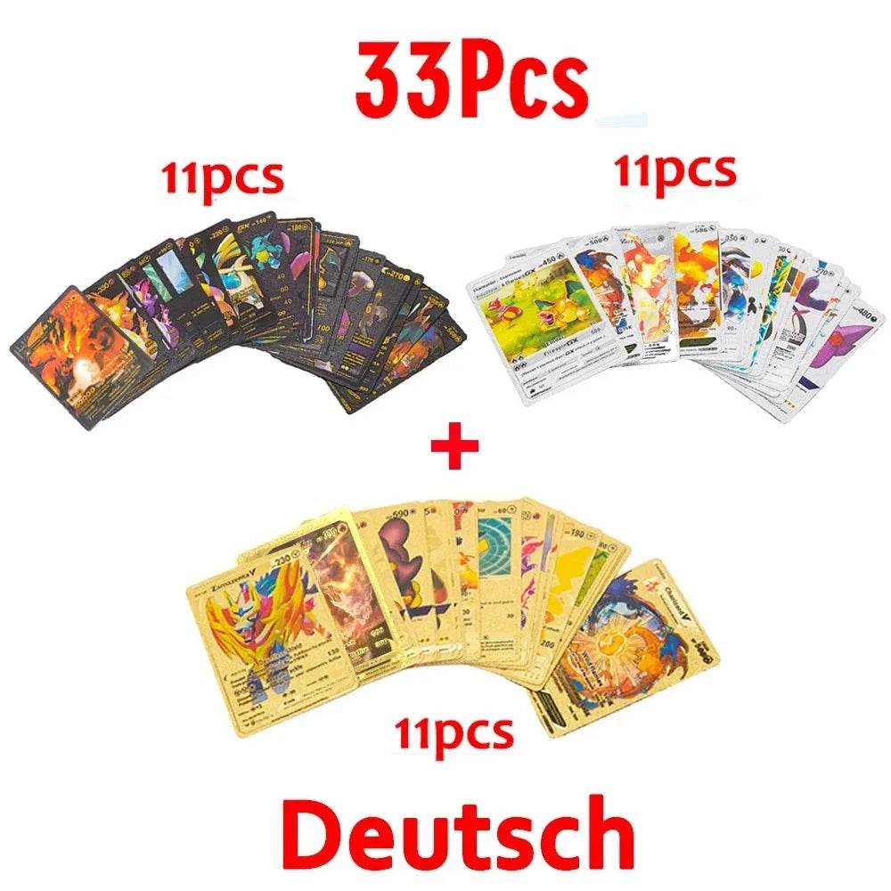 Pokemon Cards Vmax GX Gold Foil Flash Card English Spanish Colorful Pikachu Charizard French German Game Battle Collection Cards - AIAZ