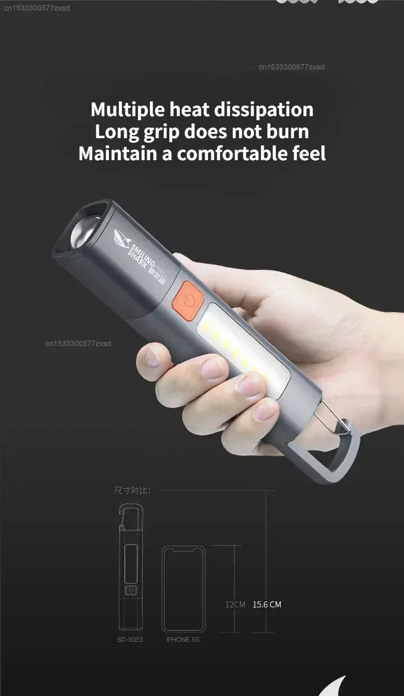 Xiaomi Outdoor Flashlight Portable Strong Light Variable Focus with Floodlight Side Lights Long Range Rechargeable Flashlight