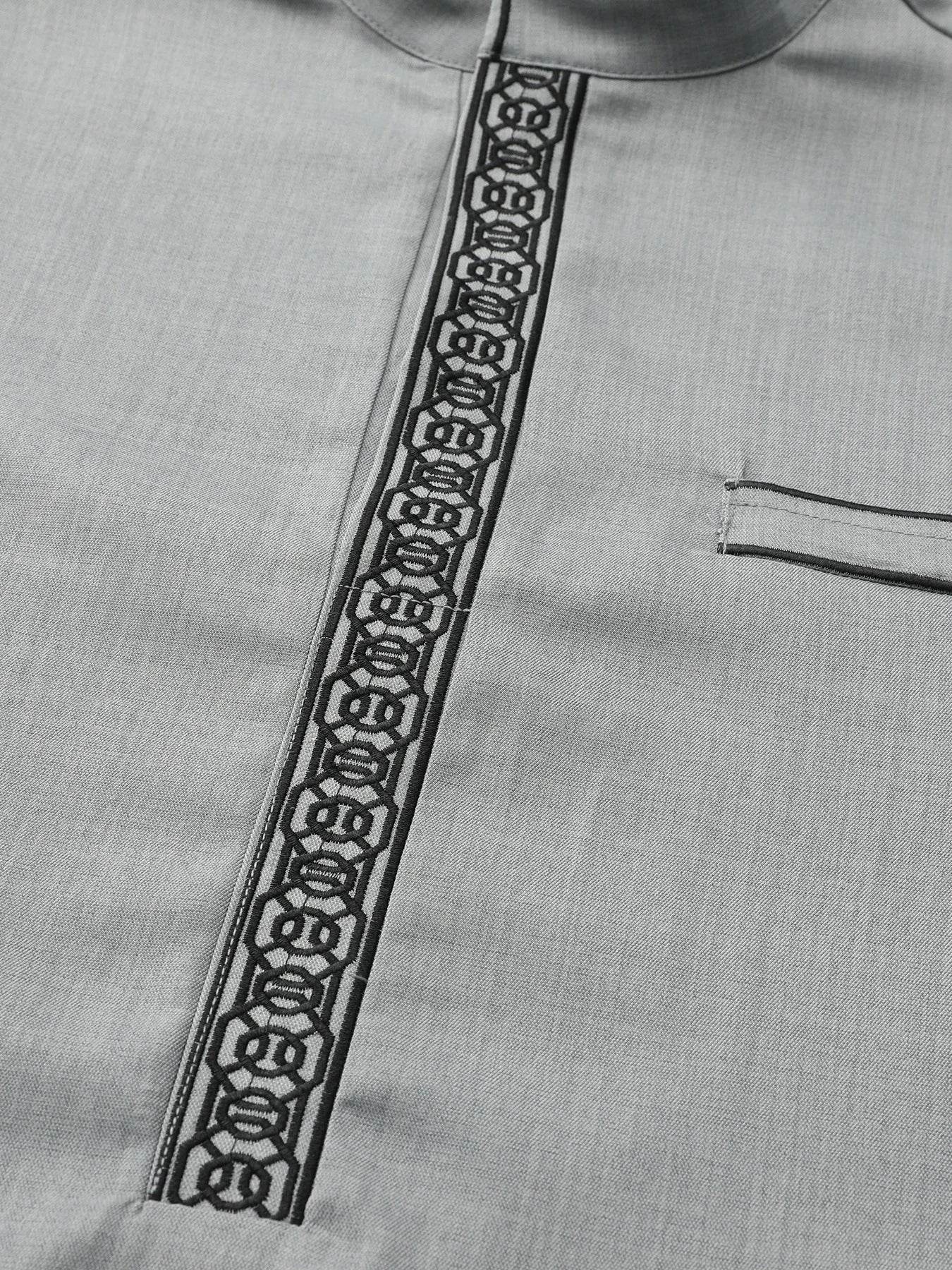 Muslim men's robe long-sleeved ethnic style embroidered stand collar Arabic clothing men's Islamic casual robe - AIAZ