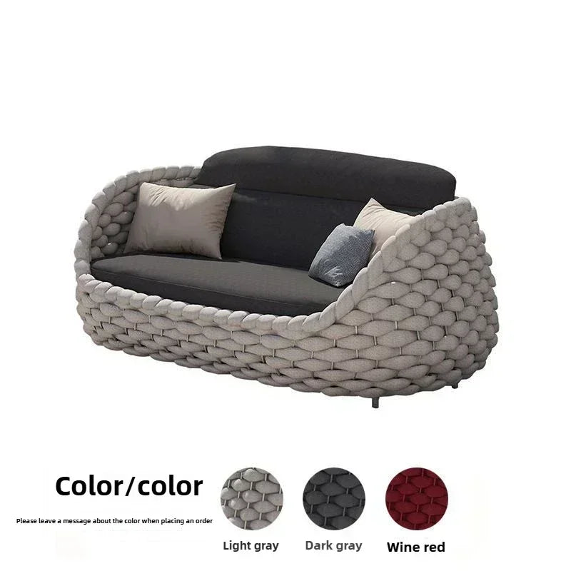 Outdoor Rattan Sofa Courtyard Combination Double Chair Leisure Terrace Villa Living Room Balcony Outdoor Seat Furniture Home