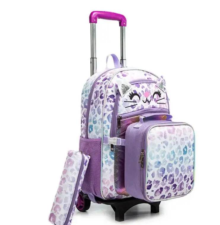 School Wheeled backpack Bag School bag with wheels Trolley Satchel bag Kids School Rolling backpack for girls School Trolley Bag - AIAZ