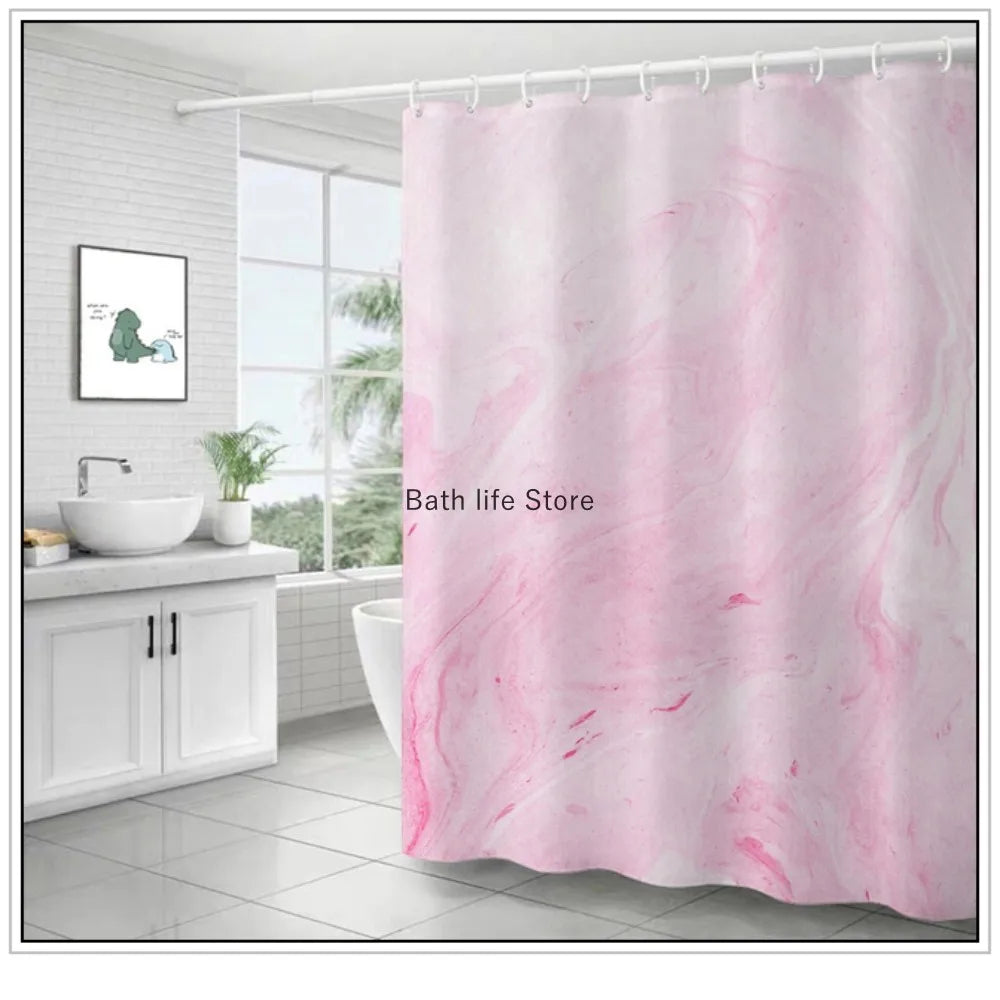 Pink Crack Shower Curtains Fashion Bathroom Curtain Bath Sets Toilet Cover Mat Non-Slip Washroom Rug Set Modern 180x180cm Hot