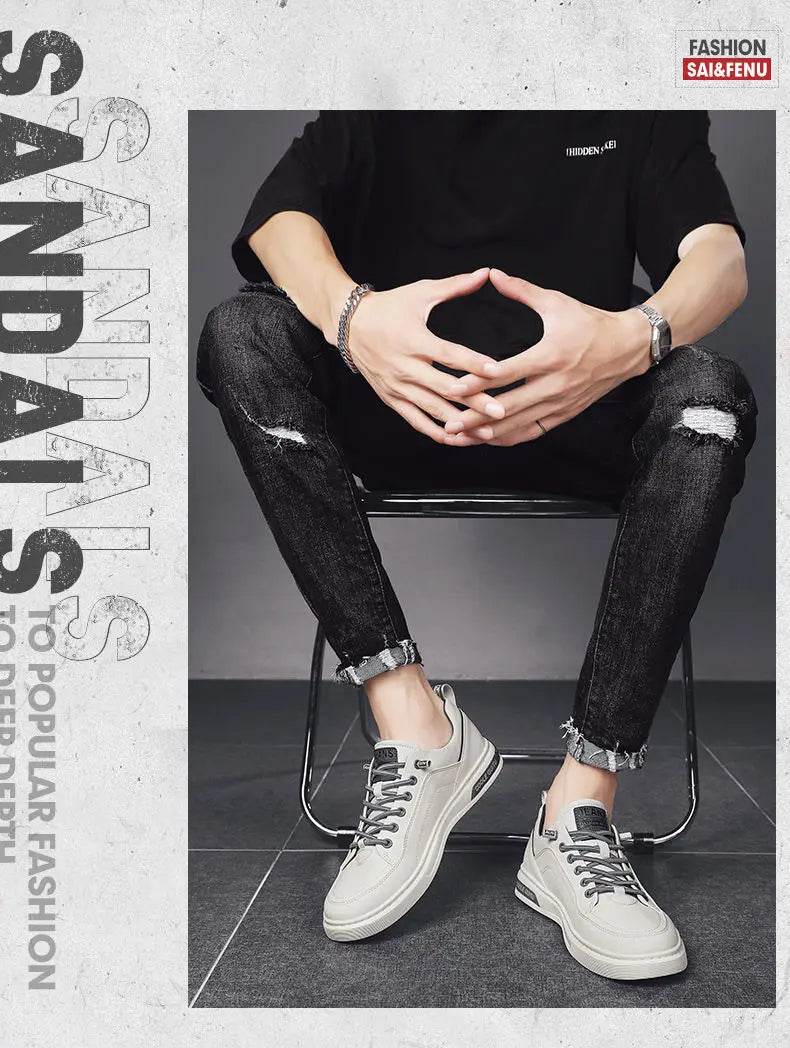 New Shoes for Men Comfortable Flat Men's Casual Shoes Outdoor Wild Men's Sneakers High End Fashion One Pedal Dress Shoes Male - AIAZ