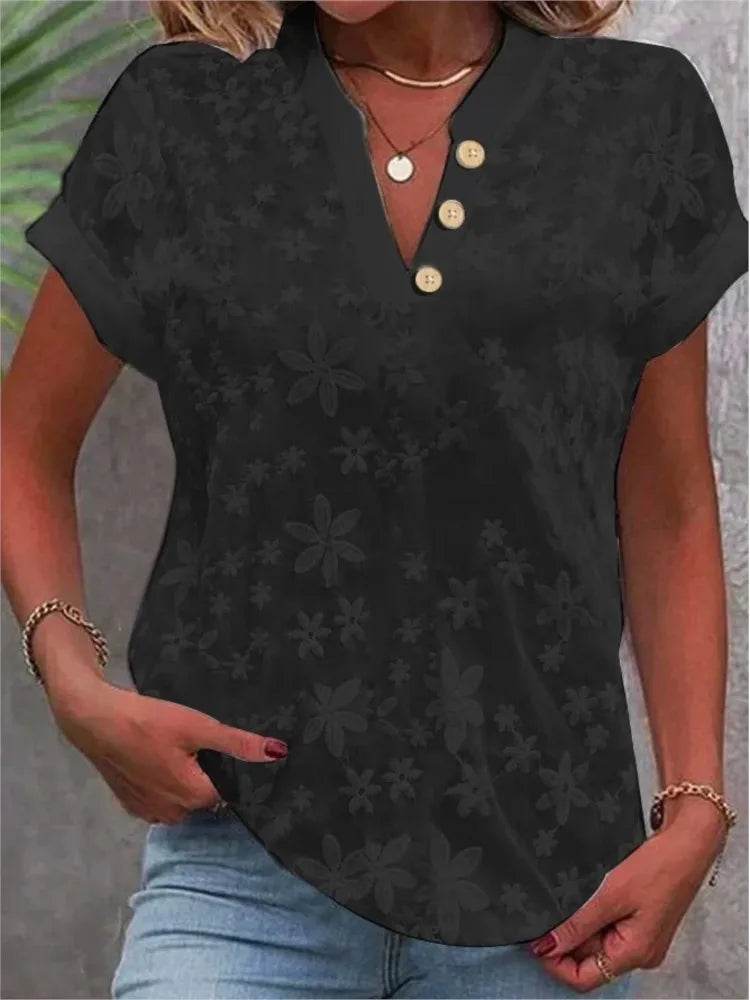 Blusa Mujer Tendencia 2025 Women Casual Short Sleeved Tight Fitting Top, Light Colored Top, V-neck, White 2025 Blusas Para Mujer - AIAZ