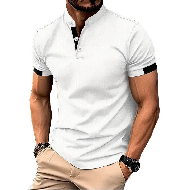 Men Clothes Spring Summer Short Sleeve Print Polo Shirt Fashion Casual Stand Collar Polo Shirt 100% Polyester Quick Drying Tops - AIAZ