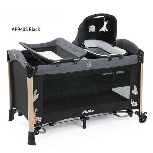 Crib Multifunctional Children's Bed Portable Foldable Newborn Splicing Queen Bed