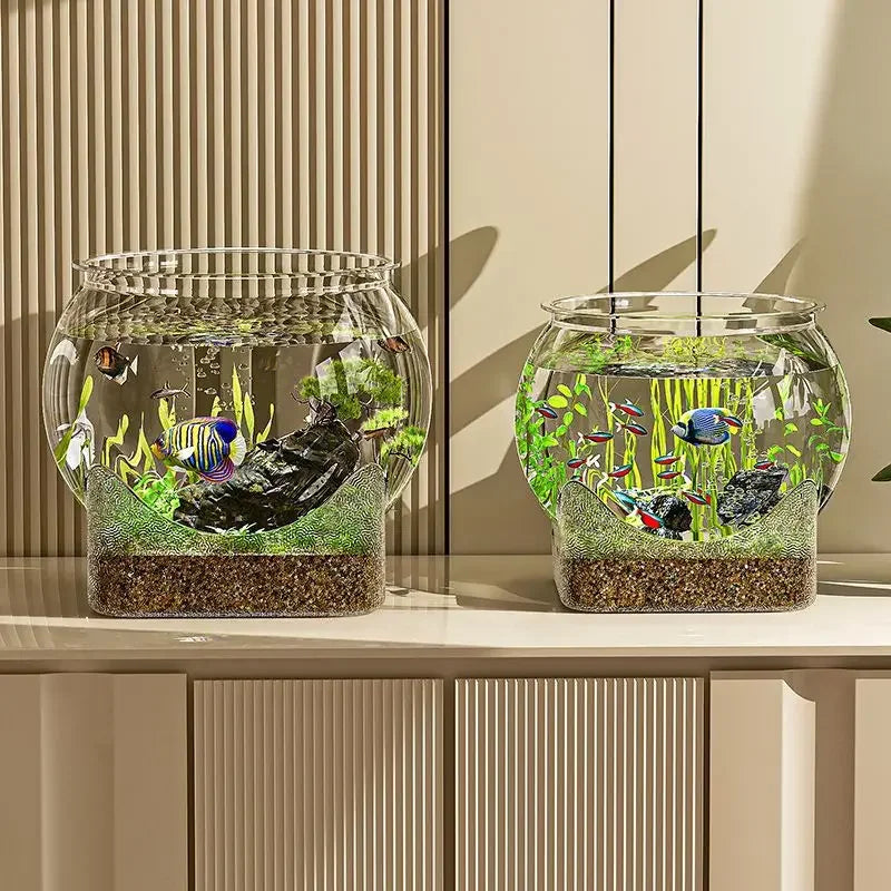 Plastic Sturdy Nicely Betta Fish Bowl Small Aquariums for Small Ornamental Fish and Reptiles High Transparency Glass Good View