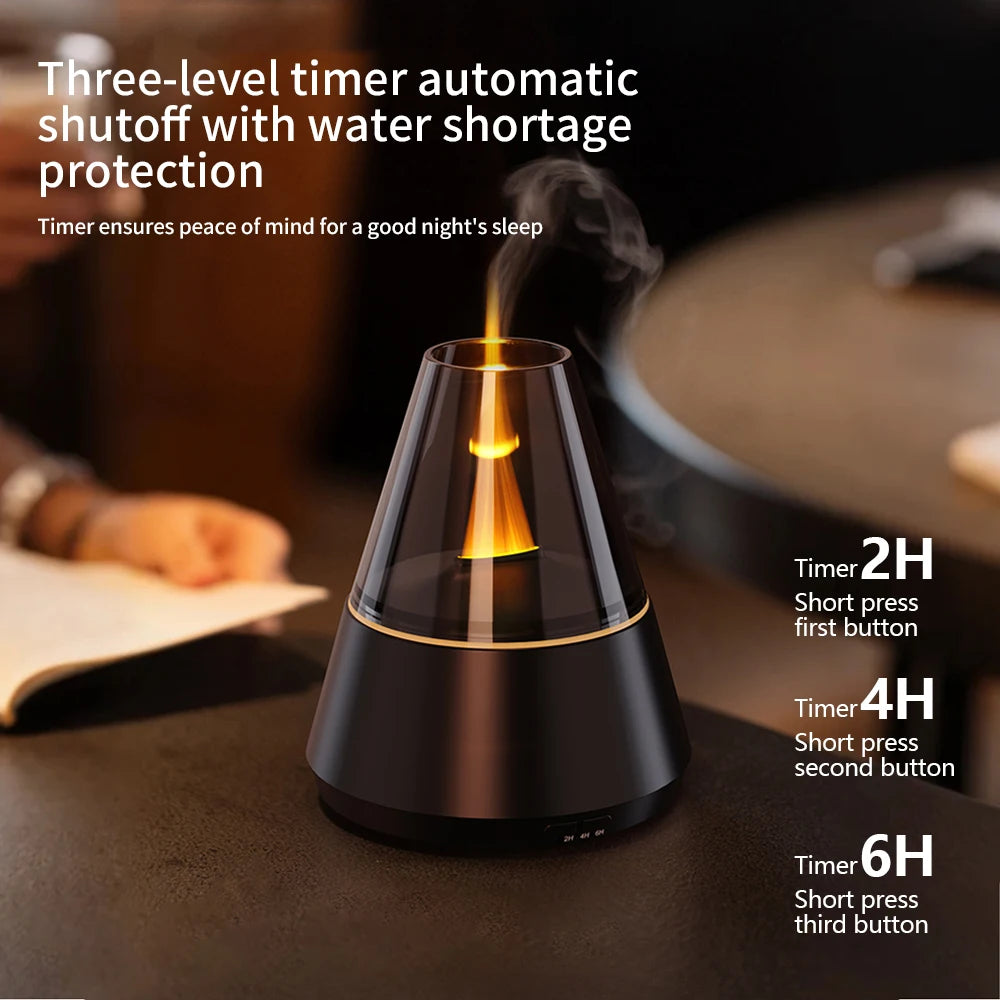 New Colorful Simulated Flame Night Light with Ultrasonic Air Humidifier 150ml Candle Flame Essential Oil Aroma Diffuser for Home