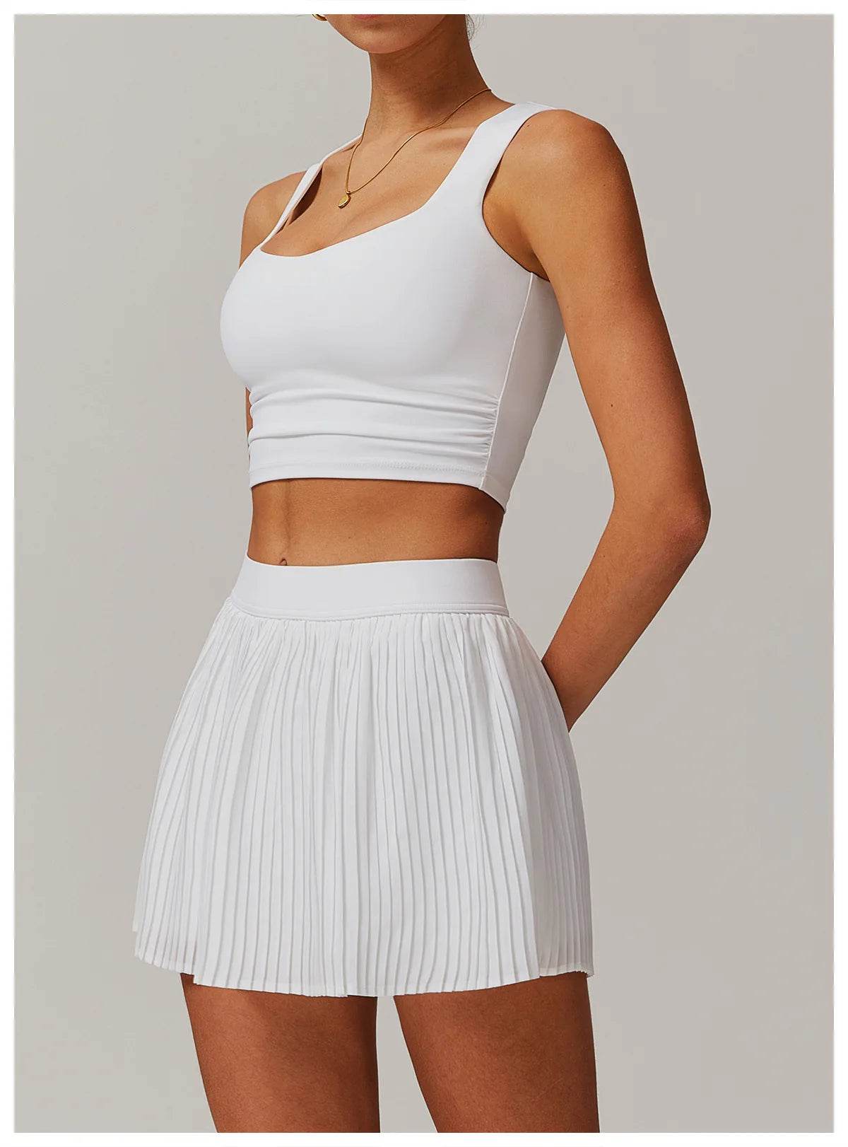 Yoga Sets Workout Sets for Women 2 Pieces Gym Suits Long Sleeved Outfits Zipper Fitness Jacket Running Short Skirt Sportswear - AIAZ