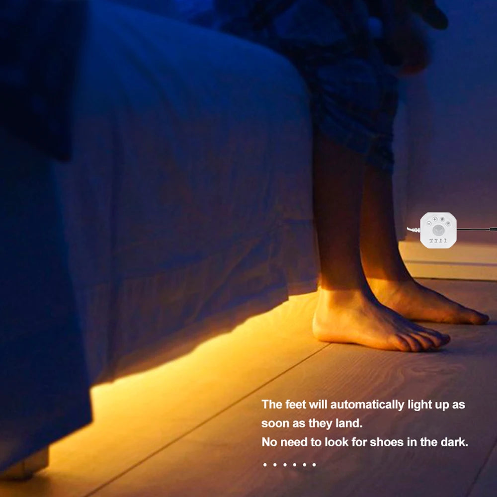 PIR Motion Sensor 12V COB LED Strip 1m 2m 3m 4m 5m Flexible Dimmable Timer Auto on/off Room Bed Light 3000K-6500K Warm White Kit