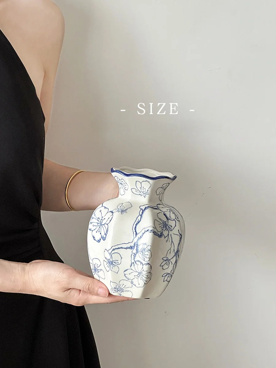 Cerc Flower Vase Decoration Jingdezhen Blue And White Porcelain Living Room Floral Arrangement Desktop Flower Ho...