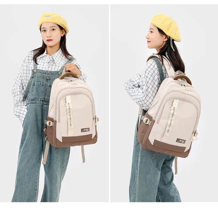 BAIJIAWEI brand college and high school student school backpacks Nylon orthopedic school bags reduces the burden girls schoolbag - AIAZ