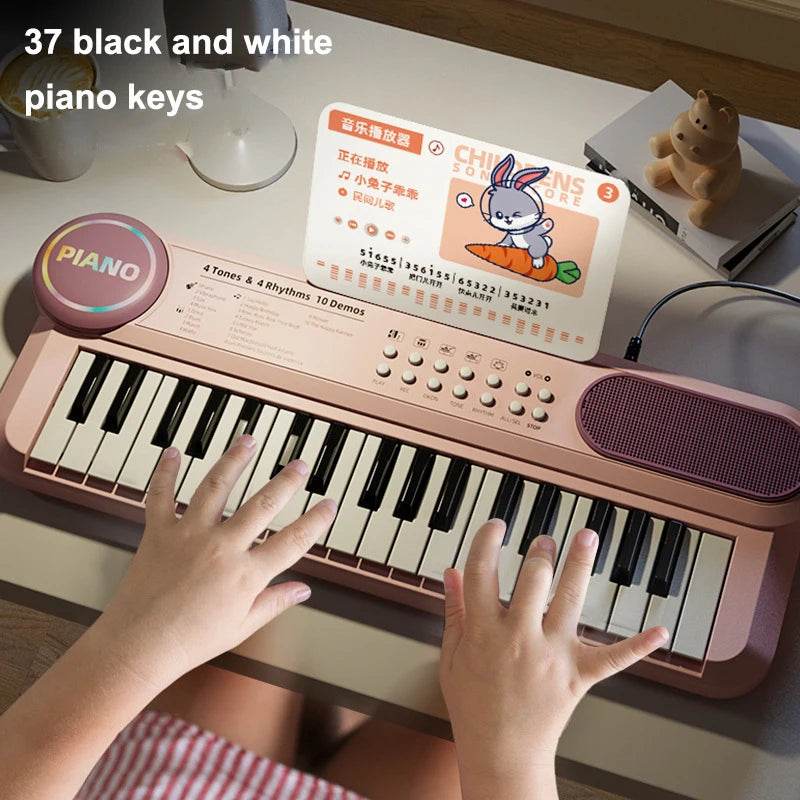 Children's Piano Keyboard 37 Keys Multifunctional Electronic Piano with Microphone Children's Early Education Educational Toys - AIAZ