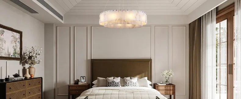 Rectangle Alabaster Chandelier for Living Room Bathroom Dining Room Decor Kitchen Foyer Adjustable Modern Marble Pendant Light